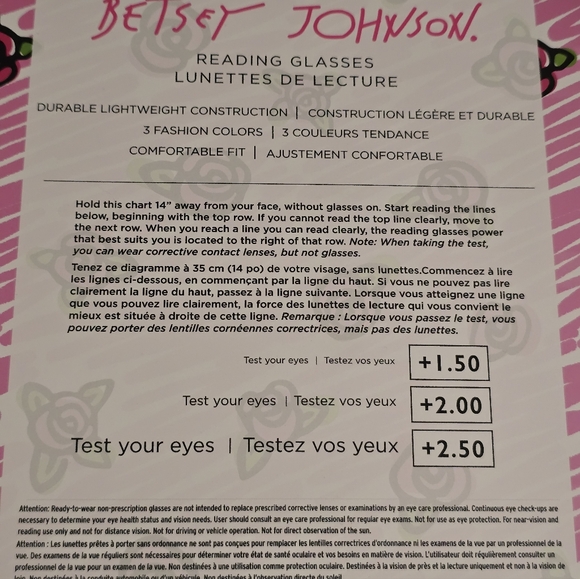 Betsey Johnson 3-pair reading glasses set in +1.50 magnification NIB - Picture 6 of 9
